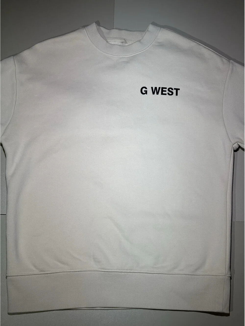 G West NYC Donut Heavy Premium Crewneck Sweatshirt Cream Off-White Men’s XS
